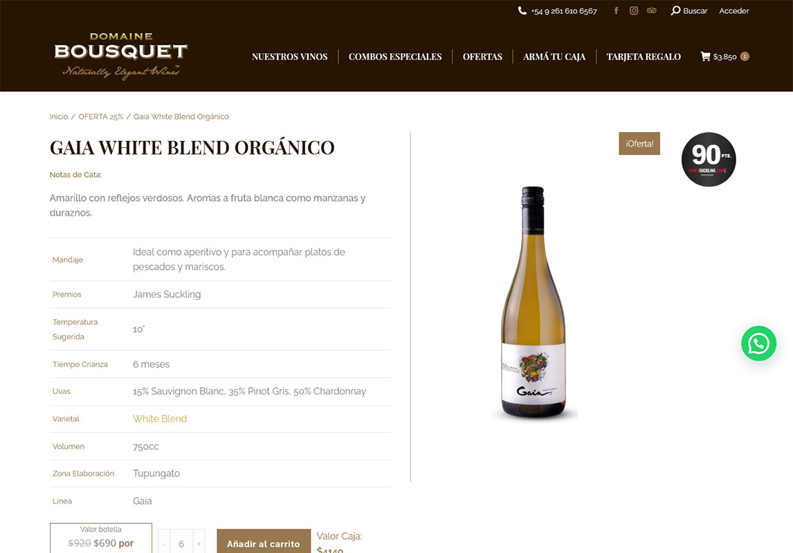 Screenshot 2021-09-28 at 11-27-24 Gaia White Blend Orgánico - Tienda Domaine Bousquet